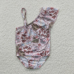 Cactus Floral Pink Girls Swimsuits