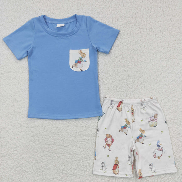 Rabbit Duck White Sky Blue Boys Easter Outfits