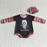 Don't go swimming Letters Pink Black Halloween Romper