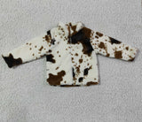 Cow Print Beige Kids Plush Coat