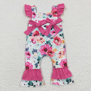 Floral I love Mommy Hot Pink Girls Summer Romper