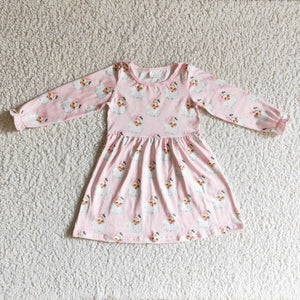 Promotional Santa Pink Plaid Girls Christmas Dress