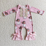 Promotional Baby Girls Santa Lace Pink Christmas Romper