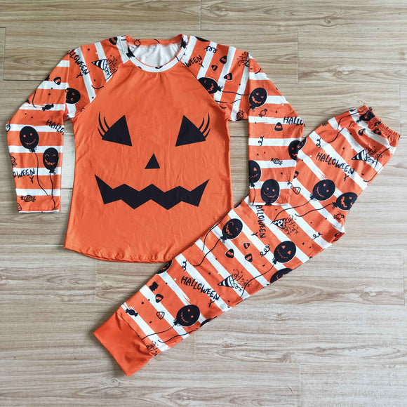 Mommy Pumpkin Orange Striped Family Halloween Pajamas