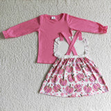 Pumpkin Pink Shirt Suspenders Dress Girls Overalls Sets