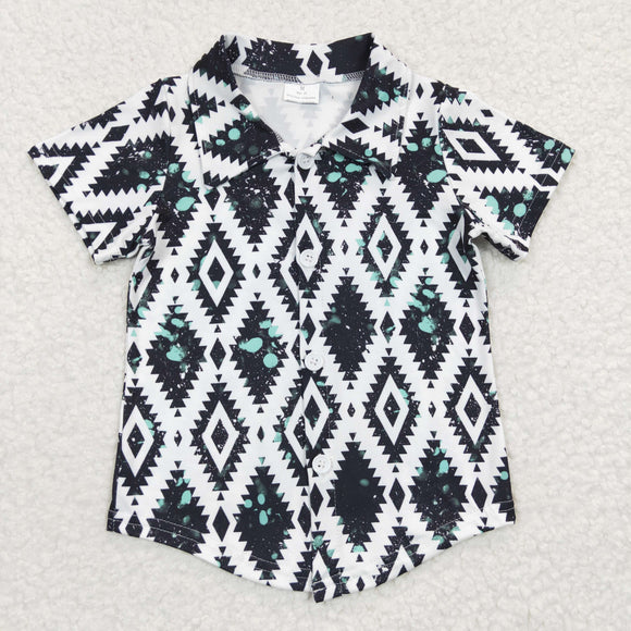 Rhomb White Boys Short Sleeve Top