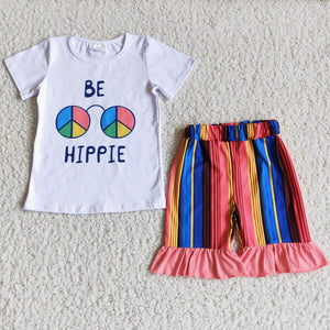 Promotional Be Hippie Glasses Girls Shorts Sets