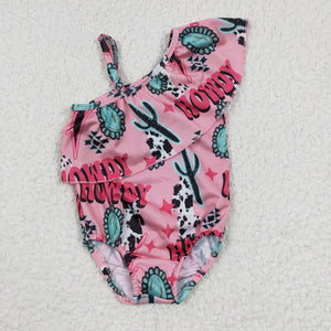 Stars Cactus Gem Howdy Pink Girls Swimsuits