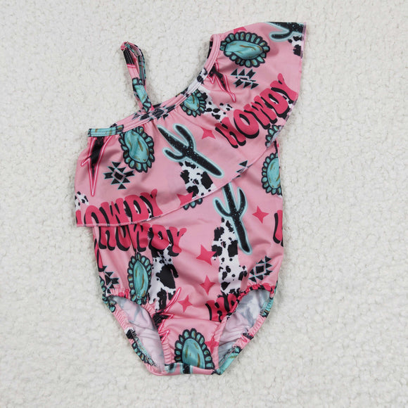 Stars Cactus Gem Howdy Pink Girls Swimsuits