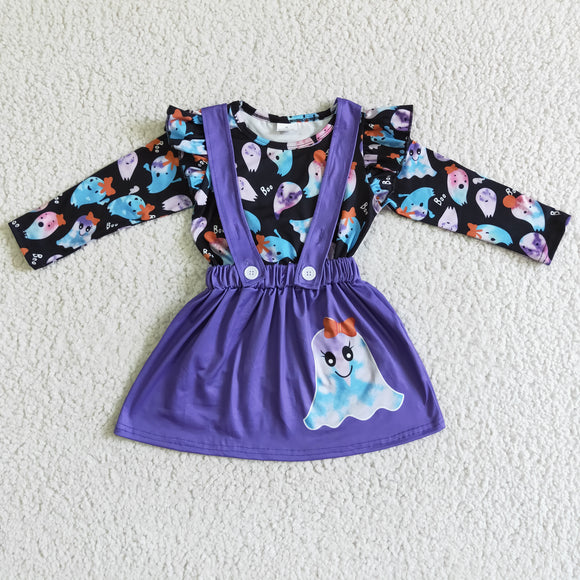 Boo Ghost Purple Skirt Girls Halloween Outfits