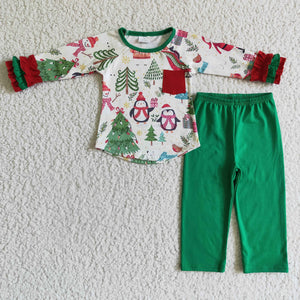 Cute Animals Girls Christmas Pajamas