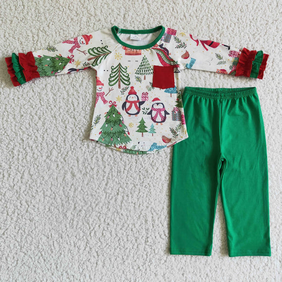 Cute Animals Girls Christmas Pajamas