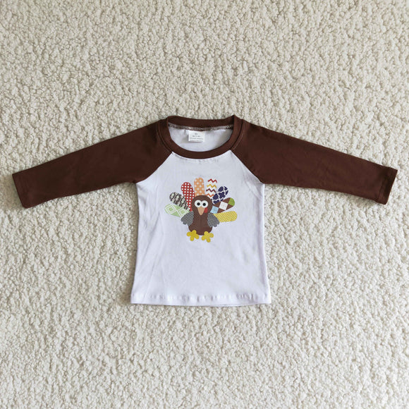 Turkey Brown White Boys Thanksgiving Top