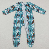 Rodeo Cowboy Blue Boys Fall Romper