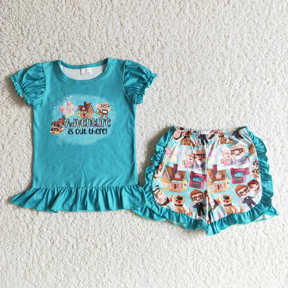 Promotional Adventure Cartoon Girls Shorts Sets
