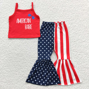 American Babe Red Patchwork Girls 4th of July Outfits