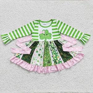 Clover Stripes Patchwork Girls St. Patrick's Day Dress
