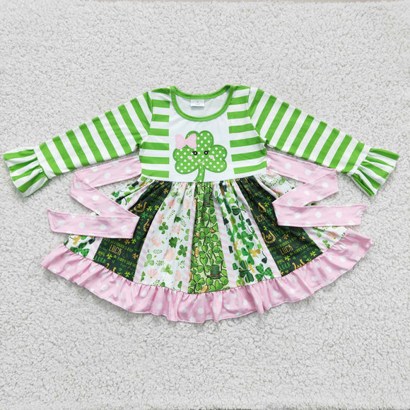 Clover Stripes Patchwork Girls St. Patrick's Day Dress