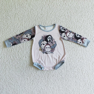 Scary Floral Pink Kids Halloween Romper