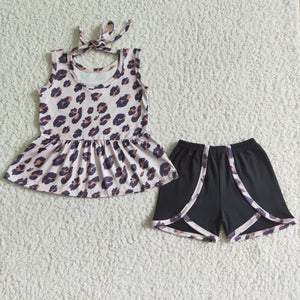 Promotional Leopard Print Girls Shorts Sets