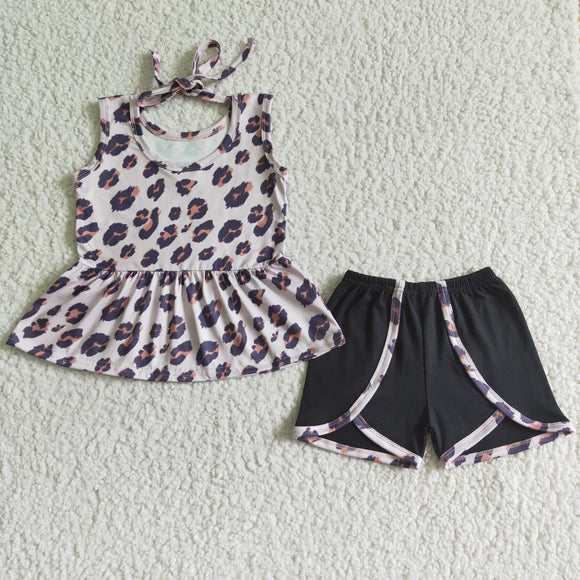 Promotional Leopard Print Girls Shorts Sets