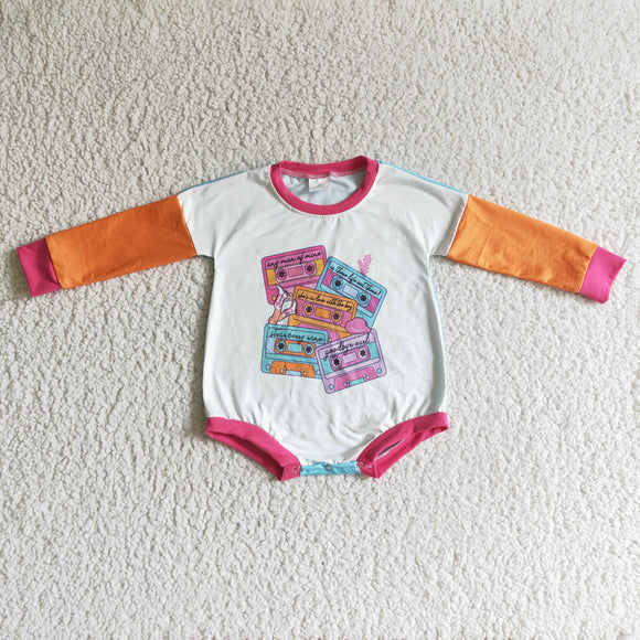 Promotional Letters White Pink Orange Girls Fall Romper