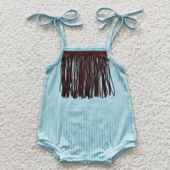 Brown Tassels Mint Girls Summer Romper