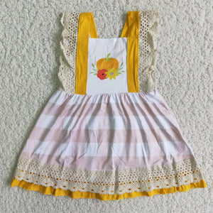 Pumpkin Lace Girls Sleeveless Dress