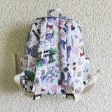 Cartoon Printed White Backpack