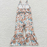 Floral White Girls Jumpsuit