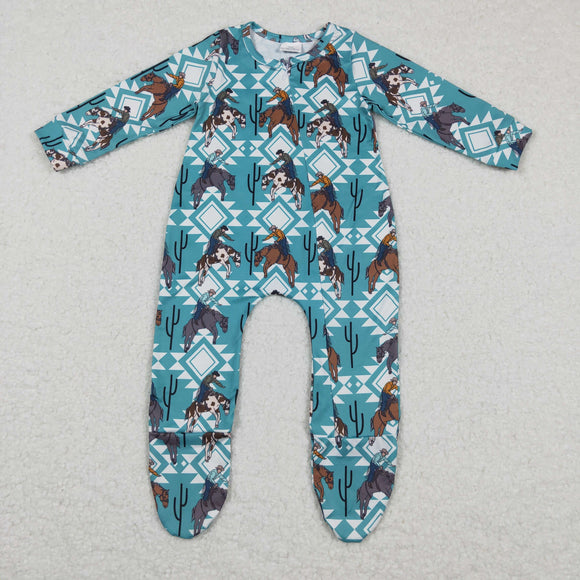 Rodeo Cowboy Blue Boys Fall Romper