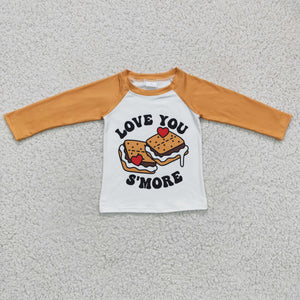 Love you s'more Letters Orange Boys Valentine Top