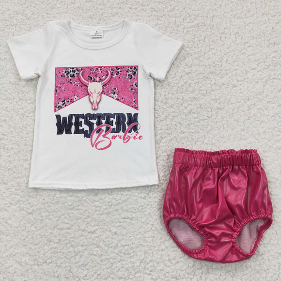Western Hot Pink Leather Bummies Sets