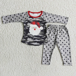 Promotional Santa Polka Dots Gray Boys Christmas Pajamas