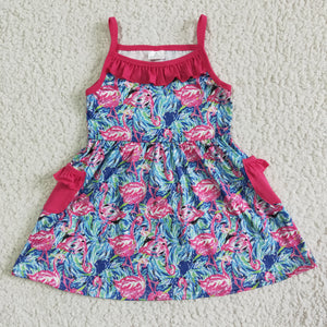 Flamingos Hot Pink Girls Sleeveless Dress