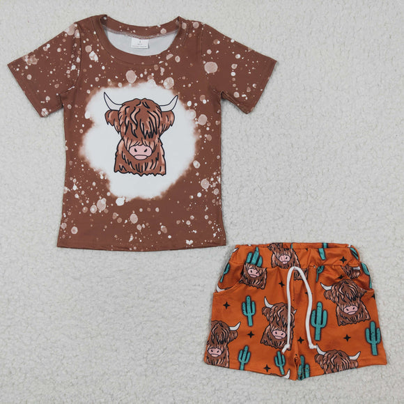 Yak Cactus Brown Orange Boys Shorts Sets