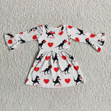 Dinosaur Love White Girls Valentine Dress