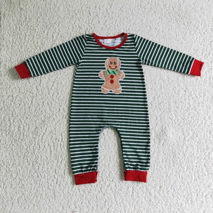 Baby Boys Gingerbread Embroidery Christmas Romper