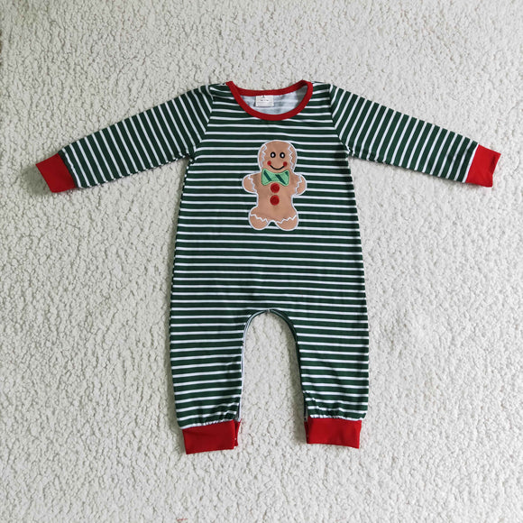 Baby Boys Gingerbread Embroidery Christmas Romper