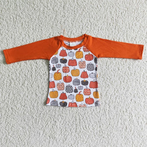 Pumpkin Orange White Boys Long Sleeve Top