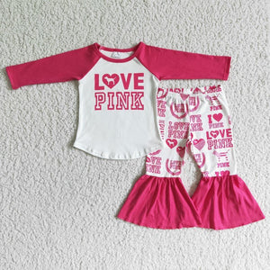 Promotional Love Letters Pink Girls Valentine Outfits