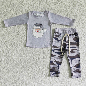 Santa Camo Gray Boys Christmas Outfits