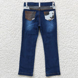 Cowhide Print Bleached Legging Girls Jeans Pants