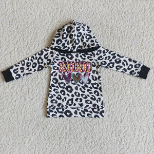 Promotional XOXO Love Heart Leopard Print Hoodie Boys Valentine Top