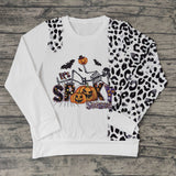 Adults It's Spooky Season Letters Leopard Print Mommy & Me White Halloween Top