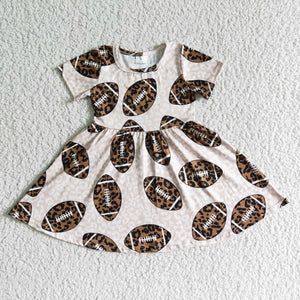 Football Light Leopard Print Girls Short Sleeve Dress