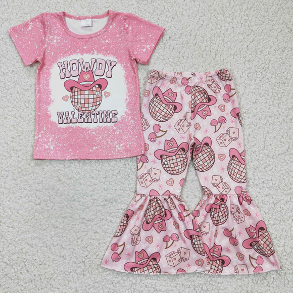 Howdy Pink Love Print Girls Valentine Outfits