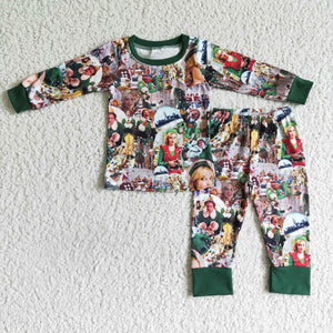 Cartoon Film Characters Green Boys Christmas Pajamas