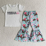 Promotional Yeehaw Stars Girls Short Sleeve+Trousers Sets