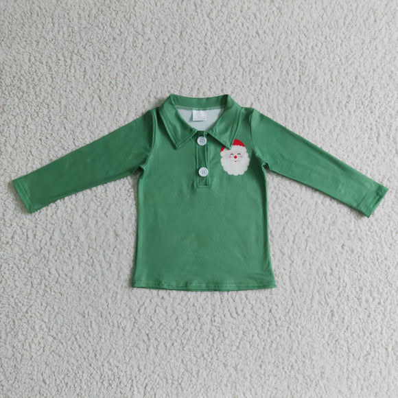 Santa Green Polo Boys Christmas Top